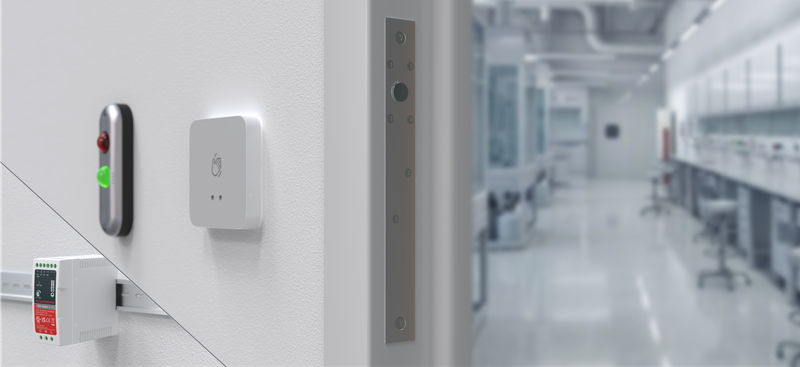 BO lock, TP proximity push button and PS power supply in a cleanroom
