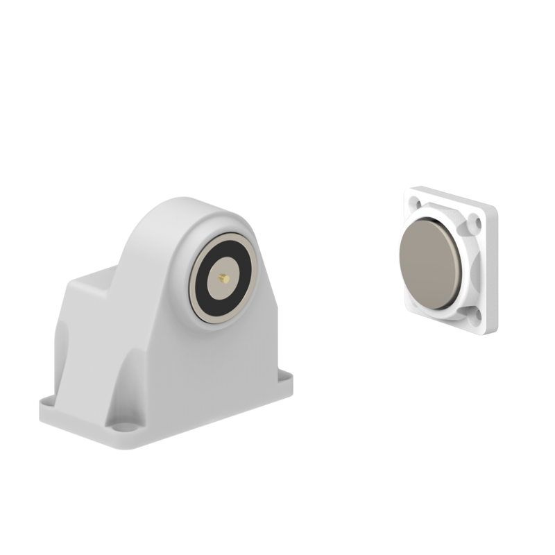DHFMFWC2 Electromagnetic Lock floor mounted 600N 24V DC White with C2 counterplate