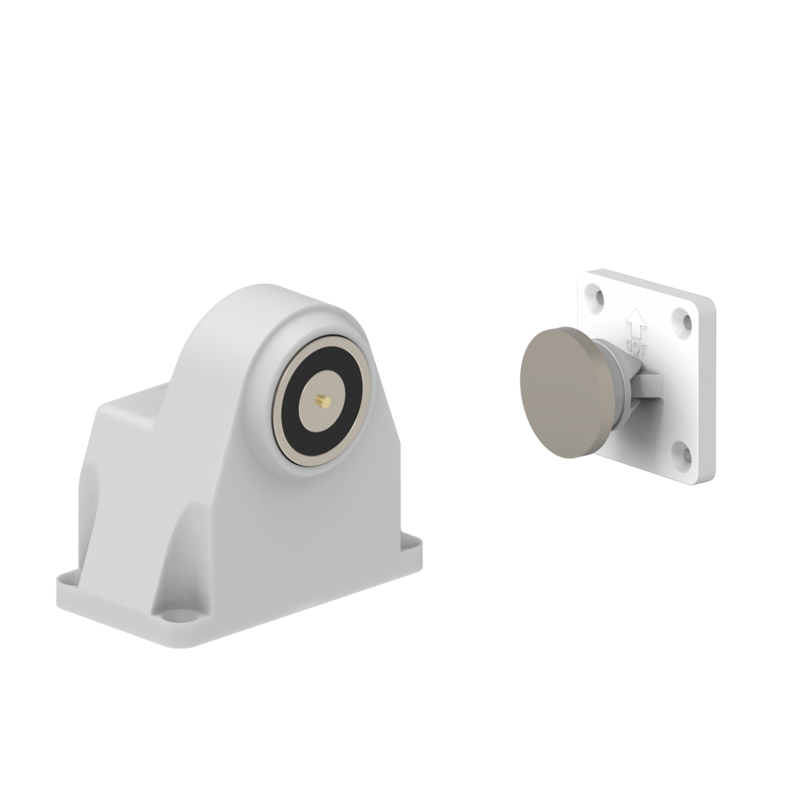 DHFMFWC6 Electromagnetic Lock floor mounted 600N 24V DC White with C6 counterplate
