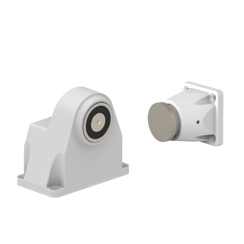 DHFMWWC8 Electromagnetic Lock floor mounted 600N 12V/24V DC White with C8 counterplate