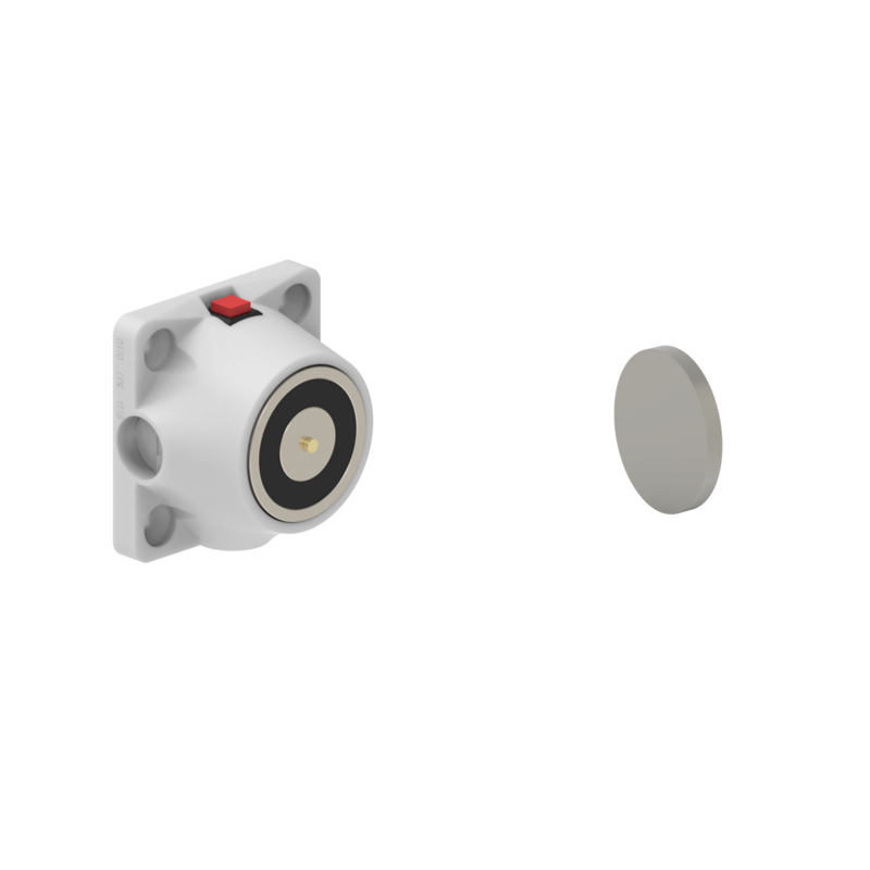 DHUMFWC1 Electromagnetic Lock recess and/or surface mounted 600N 24V DC White with C1 counterplate