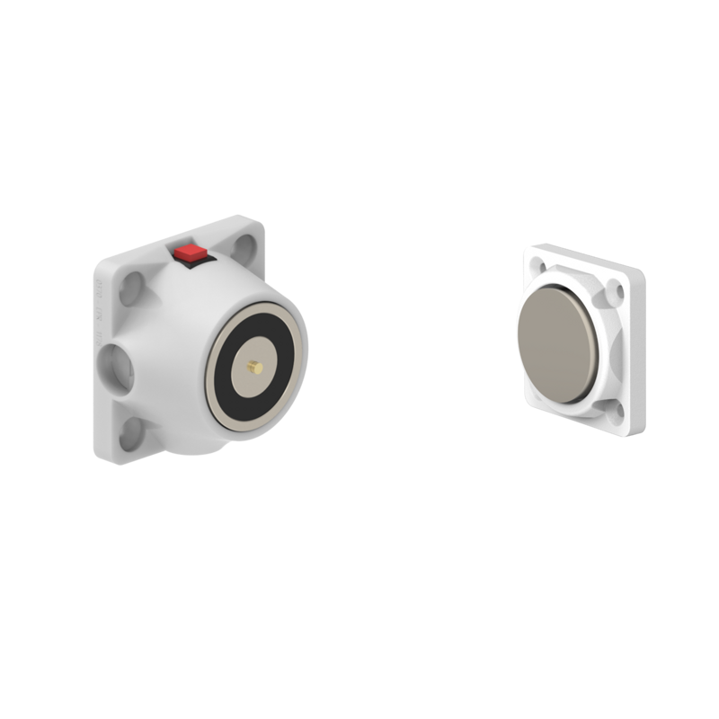 DHUMFWC6 Electromagnetic Lock recess and/or surface mounted 600N 24V DC White with C6 counterplate