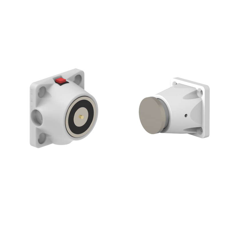DHUMFWC8 Electromagnetic Lock recess and/or surface mounted 600N 24V DC White with C8 counterplate