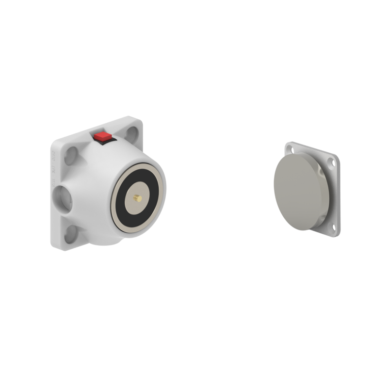 DHUMWWC2 Electromagnetic Lock recess and/or surface mounted 600N 12V/24V DC White with C2 counterplate